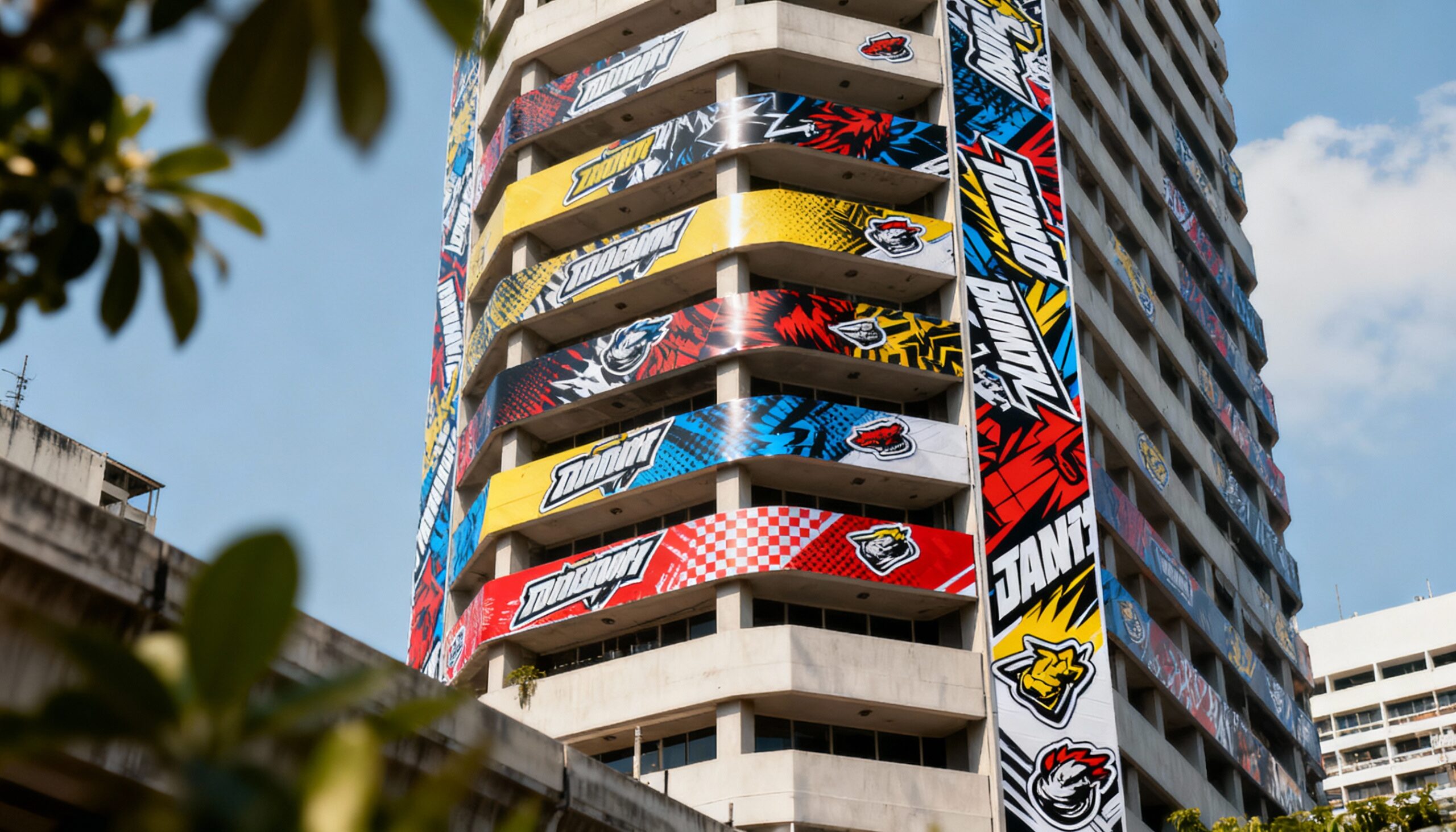 ติดตั้งสติ๊กเกอร์ในอาคารสูง