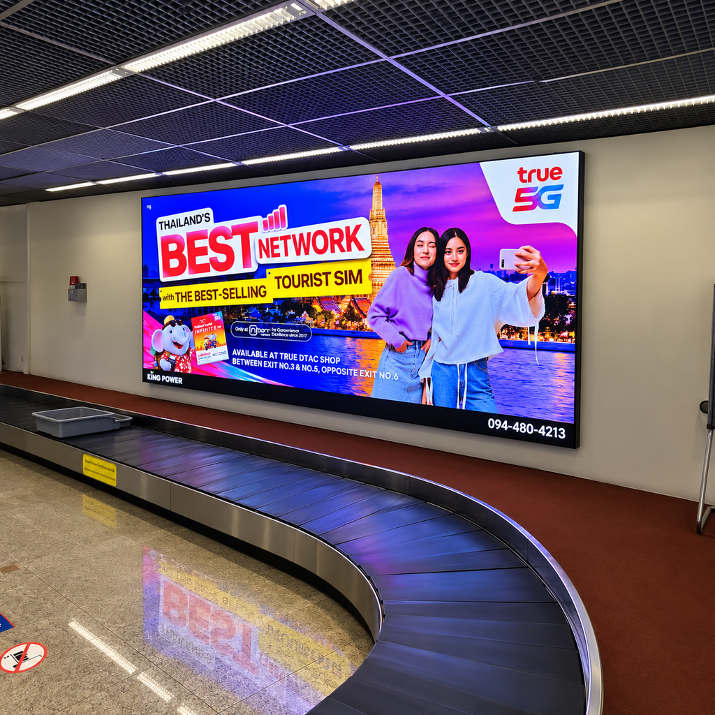 ป้ายกล่องไฟโฆษณา True 5G สนามบิน สร้างบรรยากาศการเดินทางที่ทันสมัยและสะท้อนศักยภาพของสื่อโฆษณาในสนามบิน